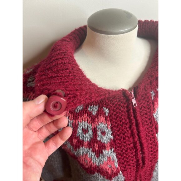 Vintage Icelandic sweater knit cardigan winter warm cozy handmade by a grandma - Picture 3 of 6